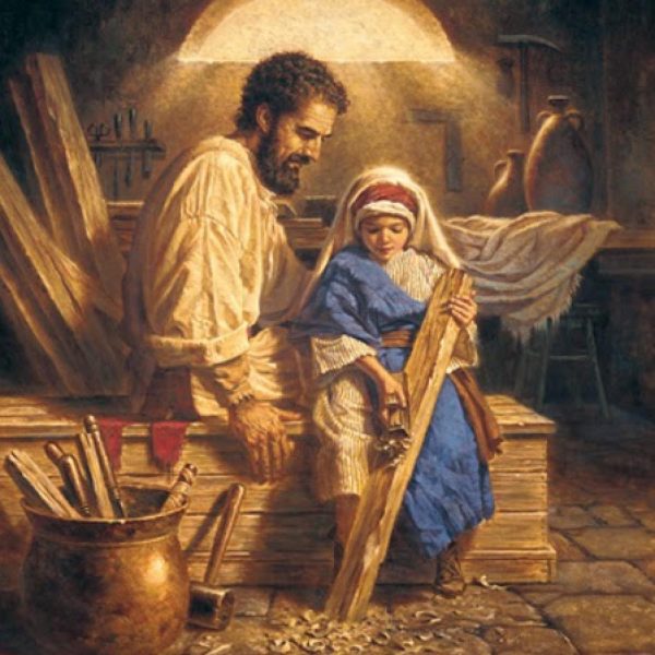 San José enseñando a trabajar al Niño 600x600 - 4 Santos devotos a San José