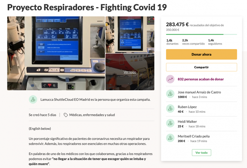 31 iniciativas solidarias que ha traído el Coronavirus en España Captura de pantalla 2020 03 30 a las 19.31.41 800x544 - 31 iniciativas solidarias que ha traído el Coronavirus en España