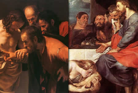 La incredulidad de Tomás (Caravaggio) - Cristo en casa de Simón el Fariseo (Rubens)