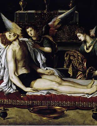El cuerpo de Cristo con dos ángeles (Allori)