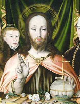 Vristo bendiciendo, rodeado por un donante y su familia (Ludger tom Ring)