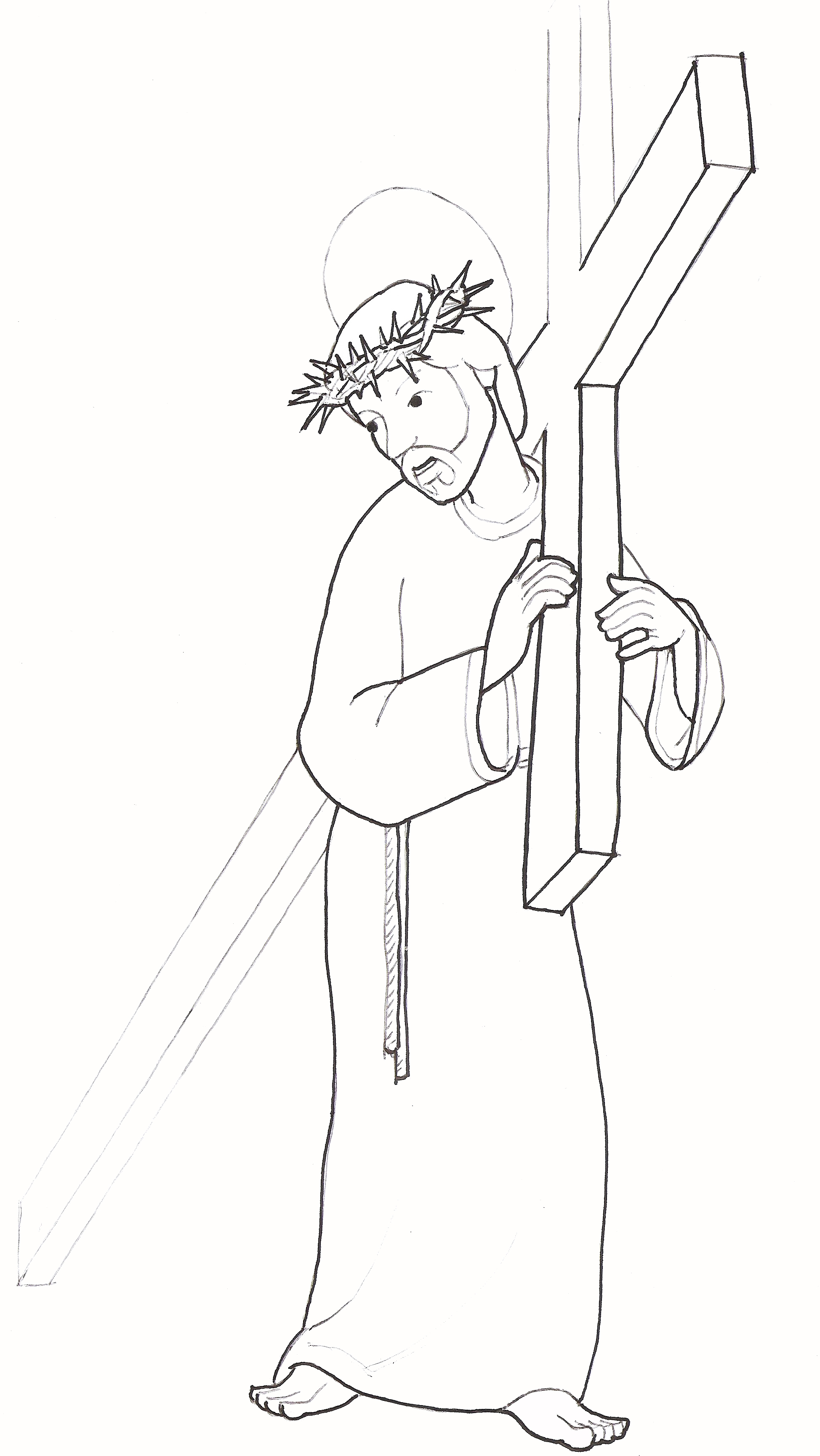 Jesús con la cruz bn